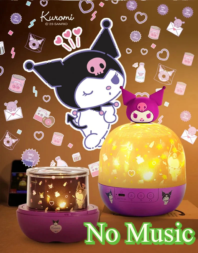 LitLyte's Hello Kitty Sanrio Kuromi Starry Sky Projector Lamp Birthday Gift Music Box Music Starry Sky Light Night Light Child Gift