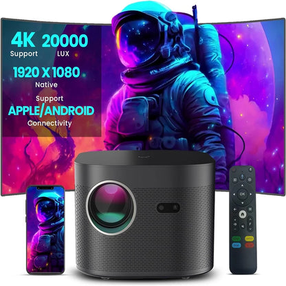 F18 4K Smart Projector 1920x1080P Autofocus 20000Lumens Wifi Android10.0 BT5.0 Hdmi Home Theater Outdoors Portable LED Projector